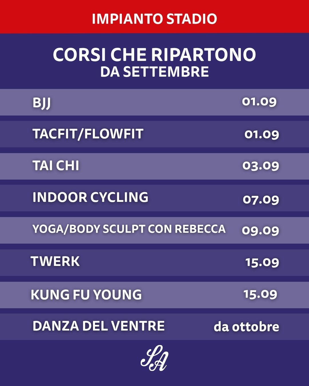 CORSI IN PARTENZA DA SETTEMBRE